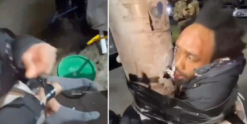 Man vastgeplakt aan paal na lastigvallen van minderjarige meisjes (video)