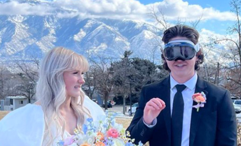 Vrouw geïrriteerd omdat bruidegom Apple Vision Pro draagt op hun speciale dag (foto's)
