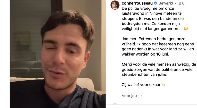 Conner Rousseau wentelt zich in het martelaarschap na tumult op zijn luisteravond in Ninove (video)