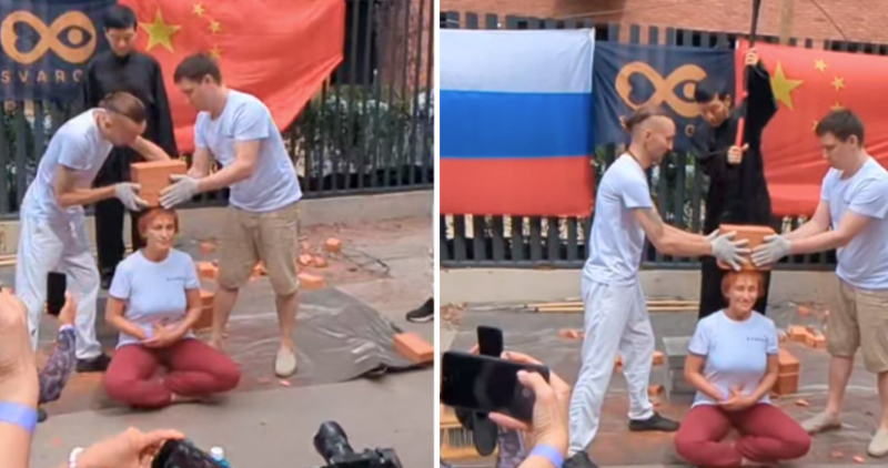 Activiste die ijvert voor vrede krijgt letterlijk klop van de hamer (video)