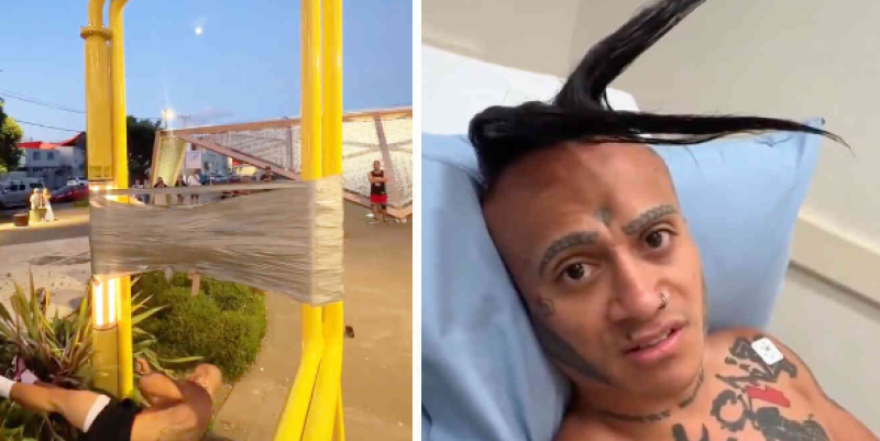 🎥 Influencer slaat zichzelf knock-out bij poging  'door 1.000 stroken ducttape rennen'