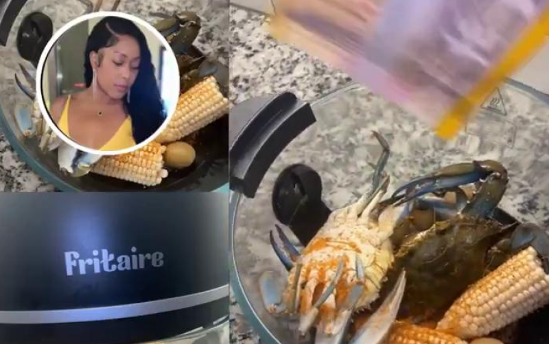 🎥 TikTokster krijgt bakken kritiek na het airfryen van levende krabben