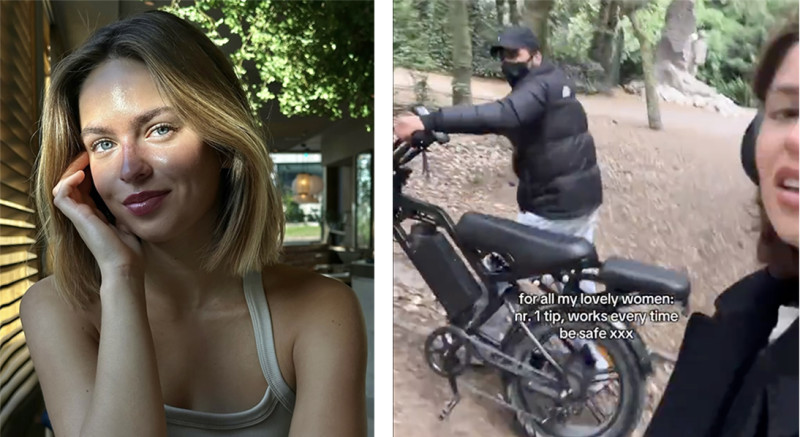Actrice Ninalotte Roose (22) filmt hoe een man haar in het Antwerpse Stadspark lastigvalt
