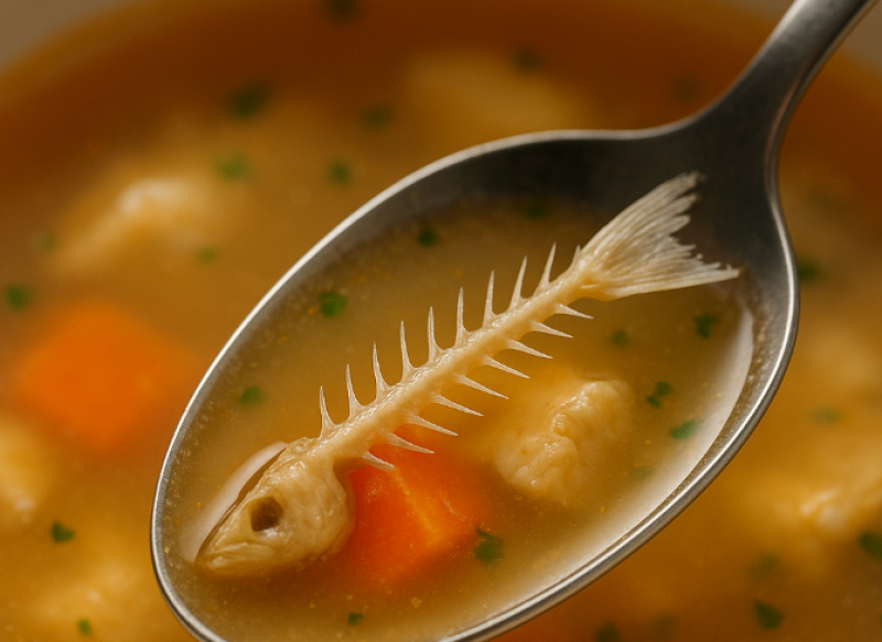 📸 Visgraat boort zich door vrouw haar nek weken na het eten van soep