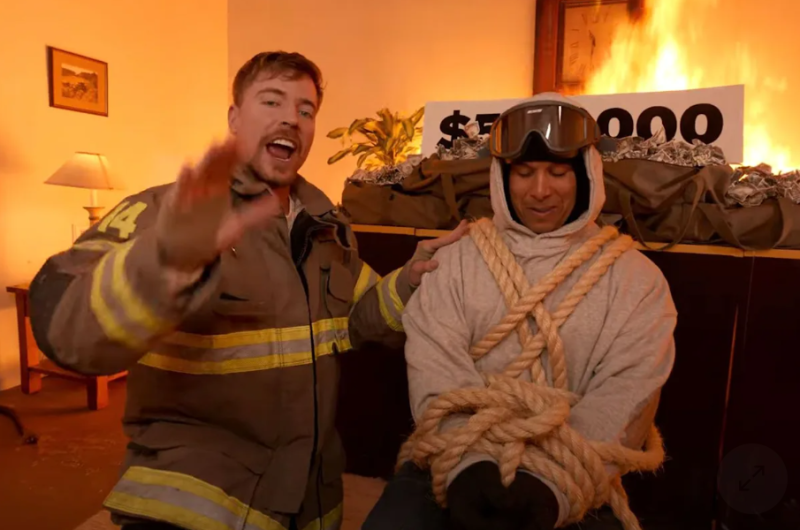 🎥 MrBeast laat man vastzitten in een brandend gebouw om geldprijs te winnen