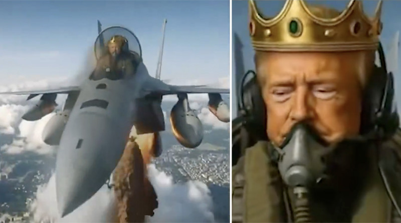 🎥 ‘King Trump’ vliegt in AI-video boven betogers en bombardeert ze met uitwerpselen