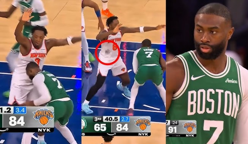 🎥 Celtics-ster Brown lekt haarlijn uit op tegenstander zijn shirt