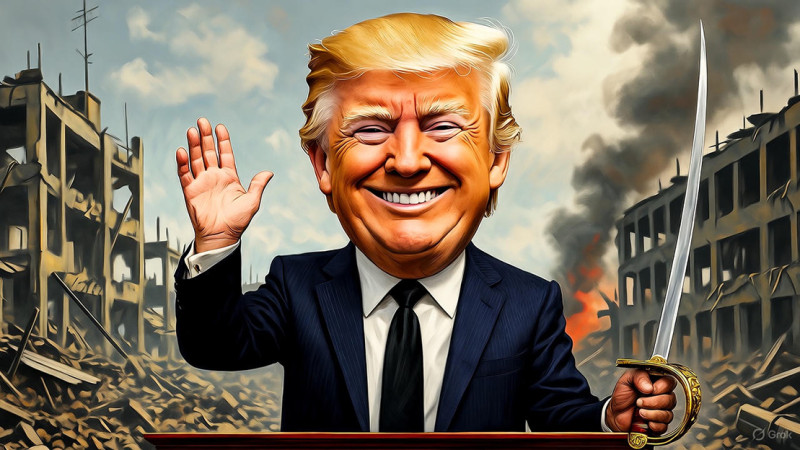 Vredesapostel Trump zwaait met de sabre