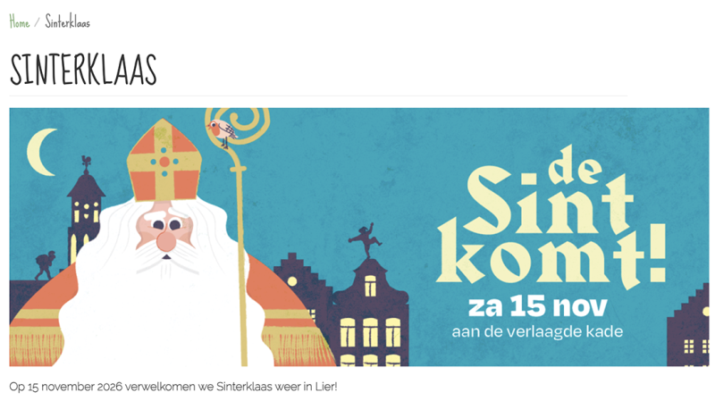 Sinterklaas verwelkomt jong en oud in Lier op 15 november
