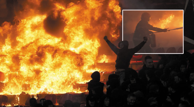 🎥 Spectaculaire beelden tonen brand in tribune tijdens hevige Belgrado-derby
