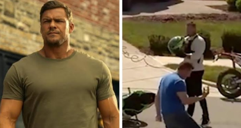 🎥 Reacher-ster Alan Ritchson deelt klappen uit aan buurman waar kinderen bij staan