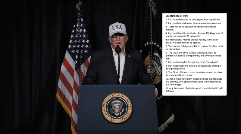Amerikaanse president Trump presenteert 15-puntenplan om oorlog in Midden-Oosten te beëindigen