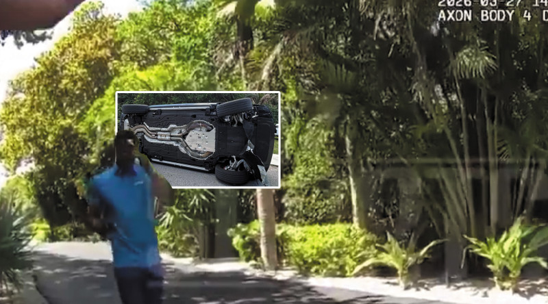 🎥 Vrijgegeven beelden tonen Tiger Woods die president belt vlak na zijn auto-ongeluk