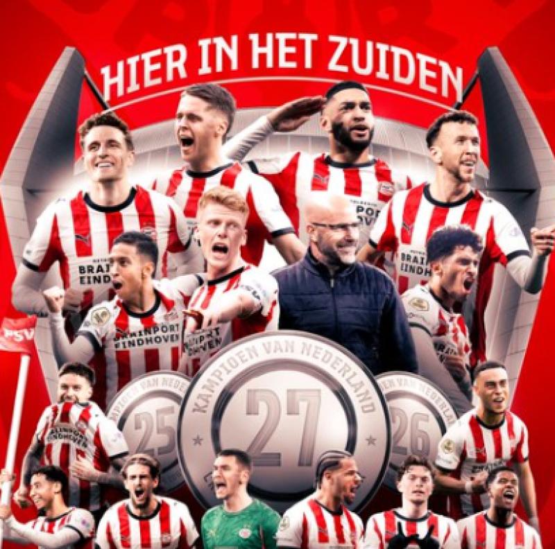 Feyenoord kan het niet meer inhalen: PSV pakt 27ste landstitel in Nederland
