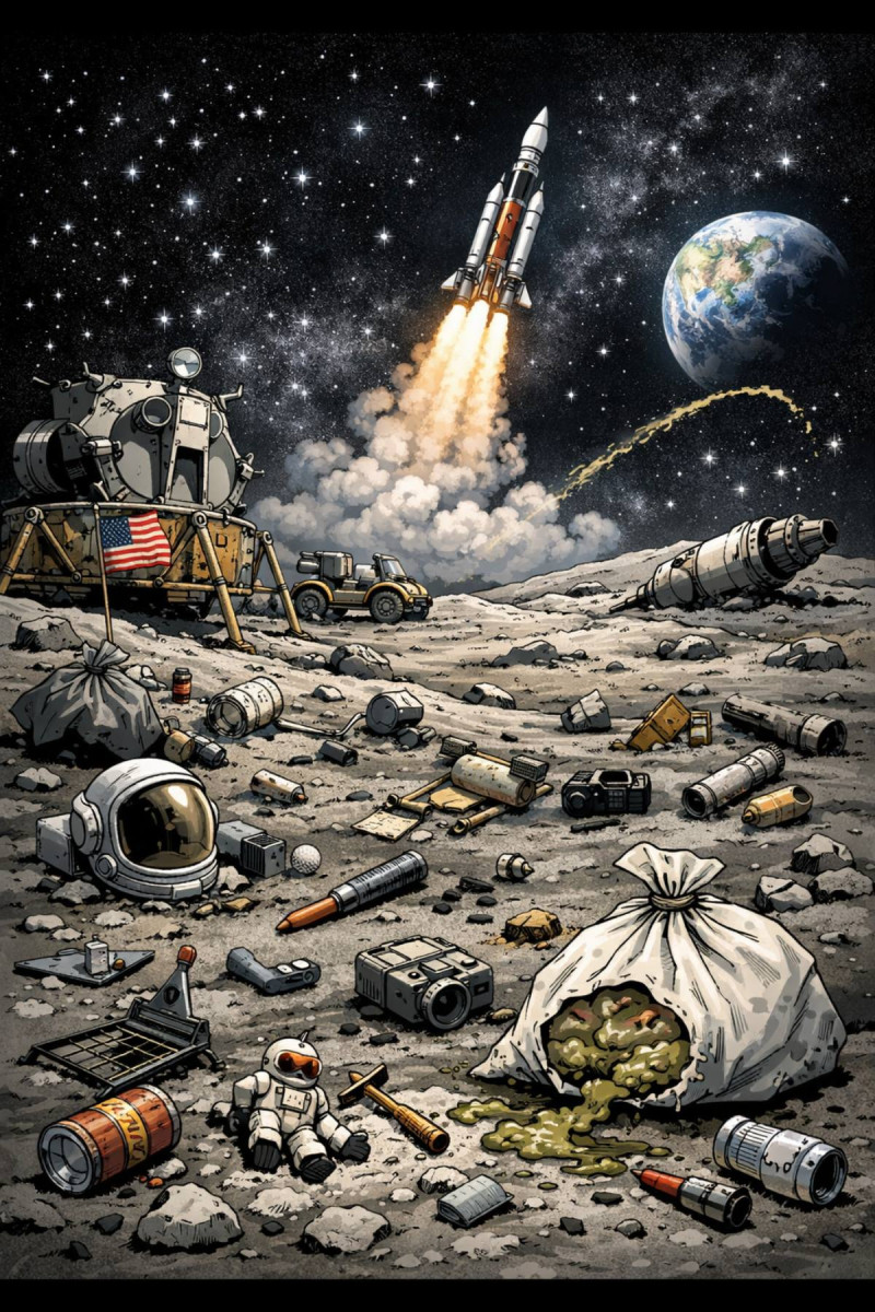 De maan als vuilnisbelt: waarom een reisje zoals Artemis II ons heelal vervuilt