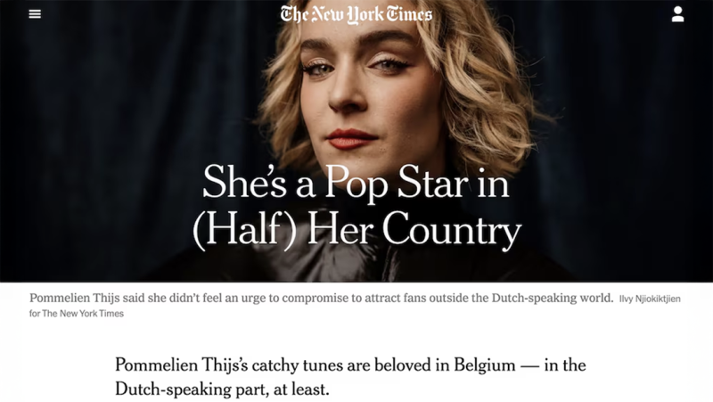 Pommelien op de cover van The New York Times: wereldster in Vlaanderen, onbekende in Wallonië