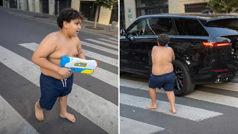 🎥  Veertienjarig dikkertje terroriseert Parijs met waterpistool en perst iedereen af die passeert