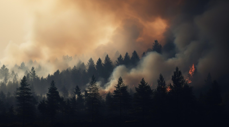 Je vlucht voor een bosbrand... en blijft vervolgens slapen met zicht op de vlammen?