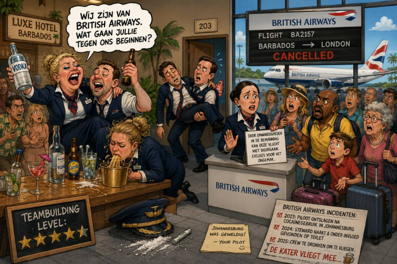 Welkom bij British Airways, waar 'happy hour' voor de crew net iets te lang duurt