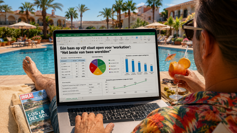 De workation: zelfs op vakantie moet de laptop mee naar het zwembad