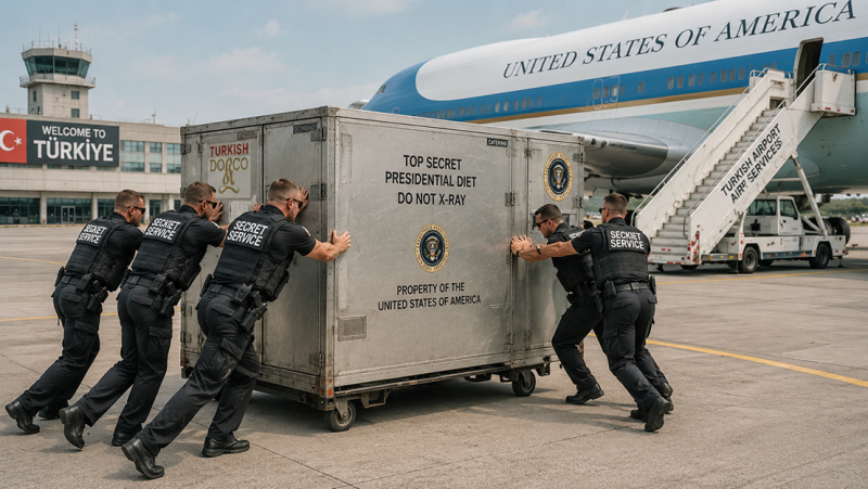 Is Trump de nieuwe Houdini? President zou in cateringkast uit Turkije zijn gesmokkeld
