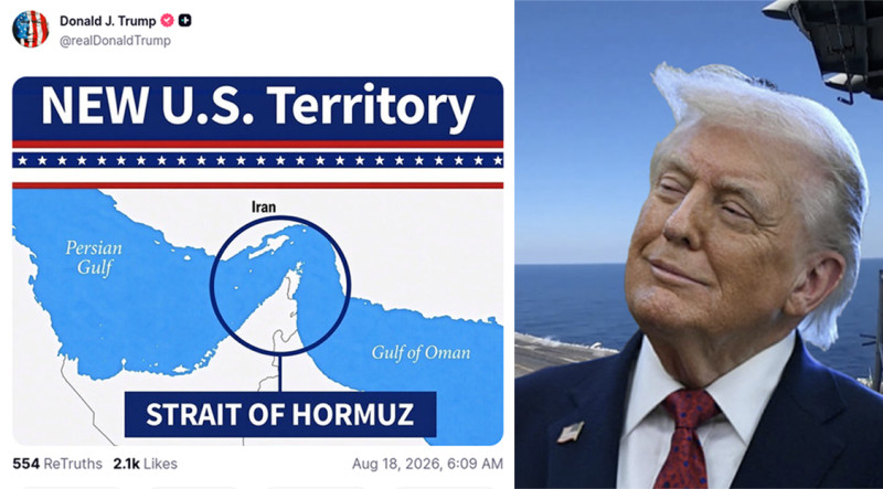 Trump maakt van Straat van Hormuz plots ‘Amerikaans grondgebied’