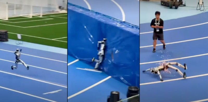 🎥 Robot traint voor ‘Olympische Spelen’ en eindigt met gebroken rug en vonkenregen