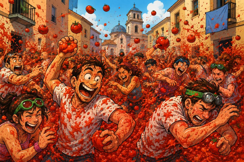 🎥 Welkom bij 'La Tomatina', waar een Spaans dorp verandert in één grote tomatenoorlog