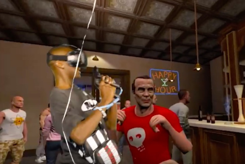 Kerel mept halve zombies neer in VR-caféruzie (video)