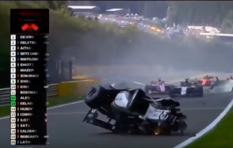 Twitteren of niet twitteren, dat is de vraag. Gruwelijk ongeval in formule2 Francorchamps: verschillende coureurs in levensgevaar.