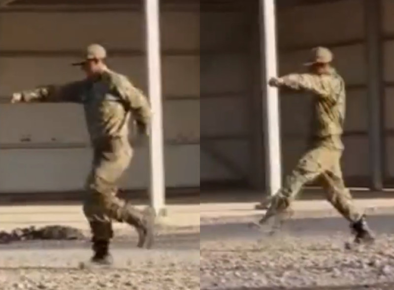 In de pas lopen: bij deze soldaat marcheert het precies niet (video)