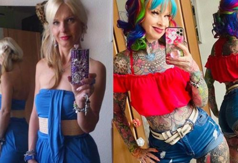 Oma geeft 30.000 euro uit om getatoeëerde bikini-babe te worden (foto's)