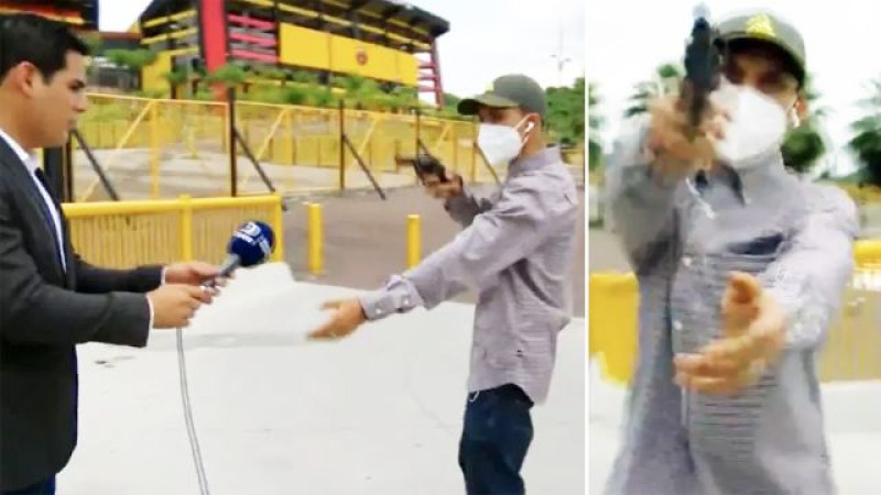 Sportjournalist wordt overvallen tijdens live-uitzending (video)