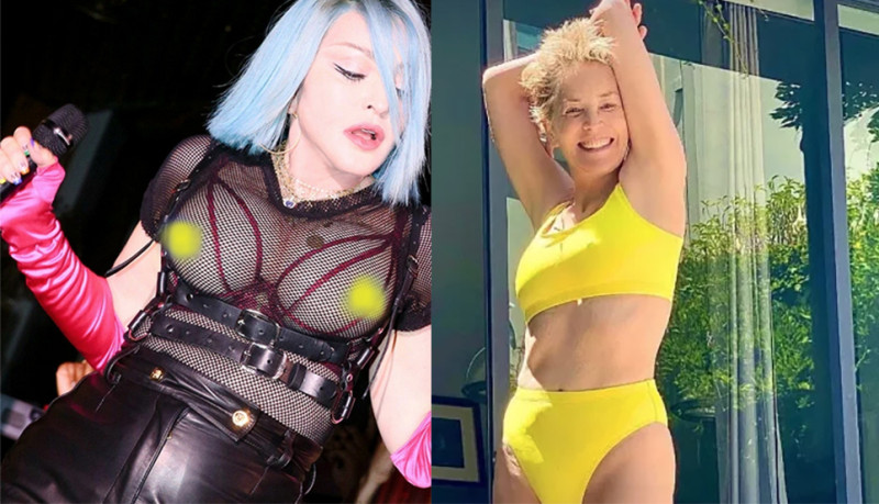 Madonna en Sharon Stone etaleren de fijne vleeswaren (foto’s)