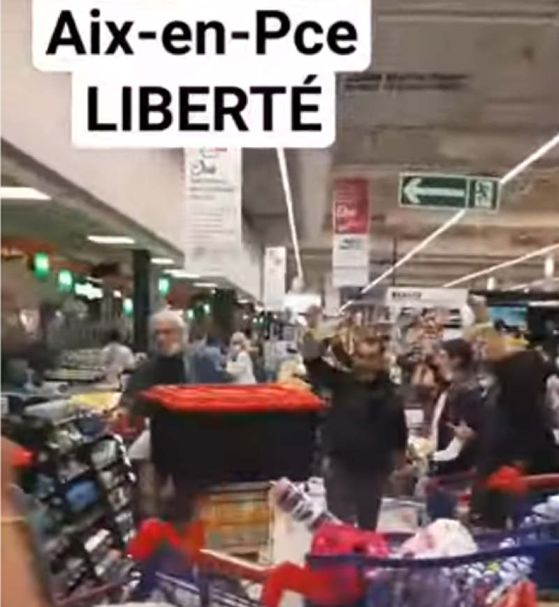 Boze Franse burgers scanderen ‘Liberté’ in supermarkt Aix