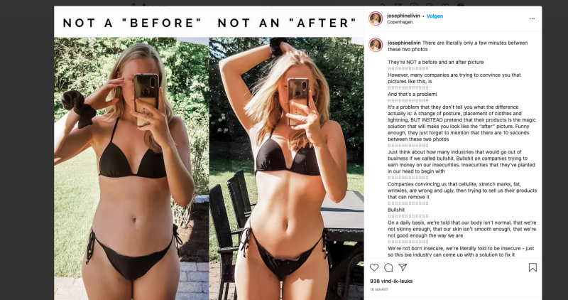 Deense babe toont de leugens van het Instagram-ideaal (foto's)