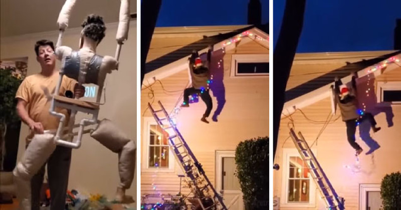 Kerel wint prijs van' meest hilarische kerstdecoratie van het jaar' (video)