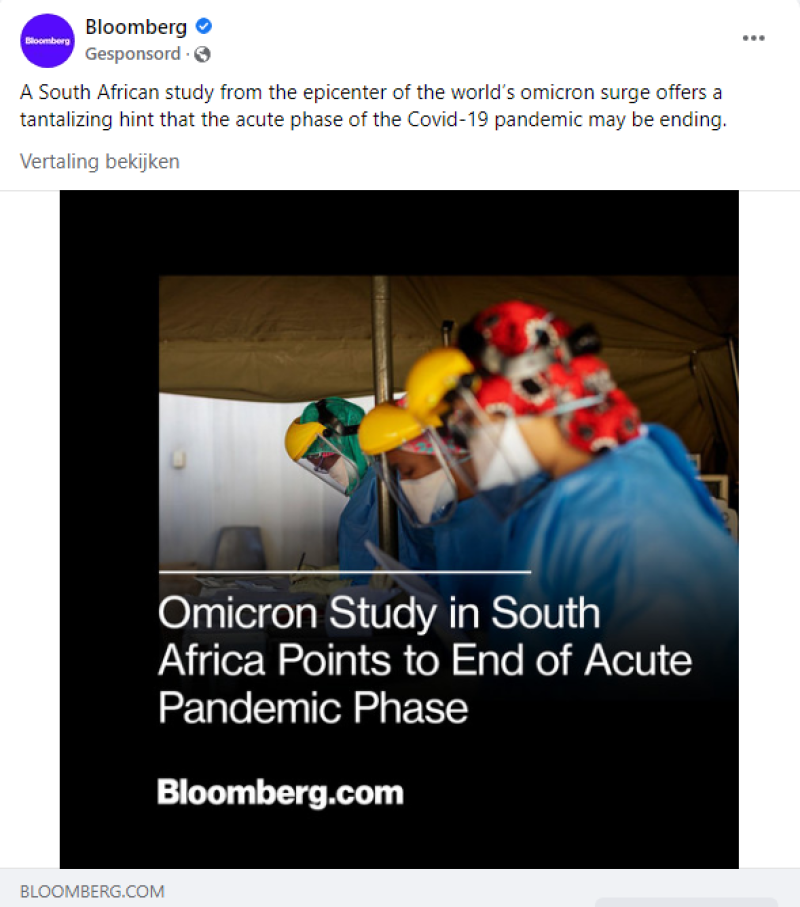 Wil dit gesponsorde bericht op Facebook van Bloomberg ons een boodschap geven?