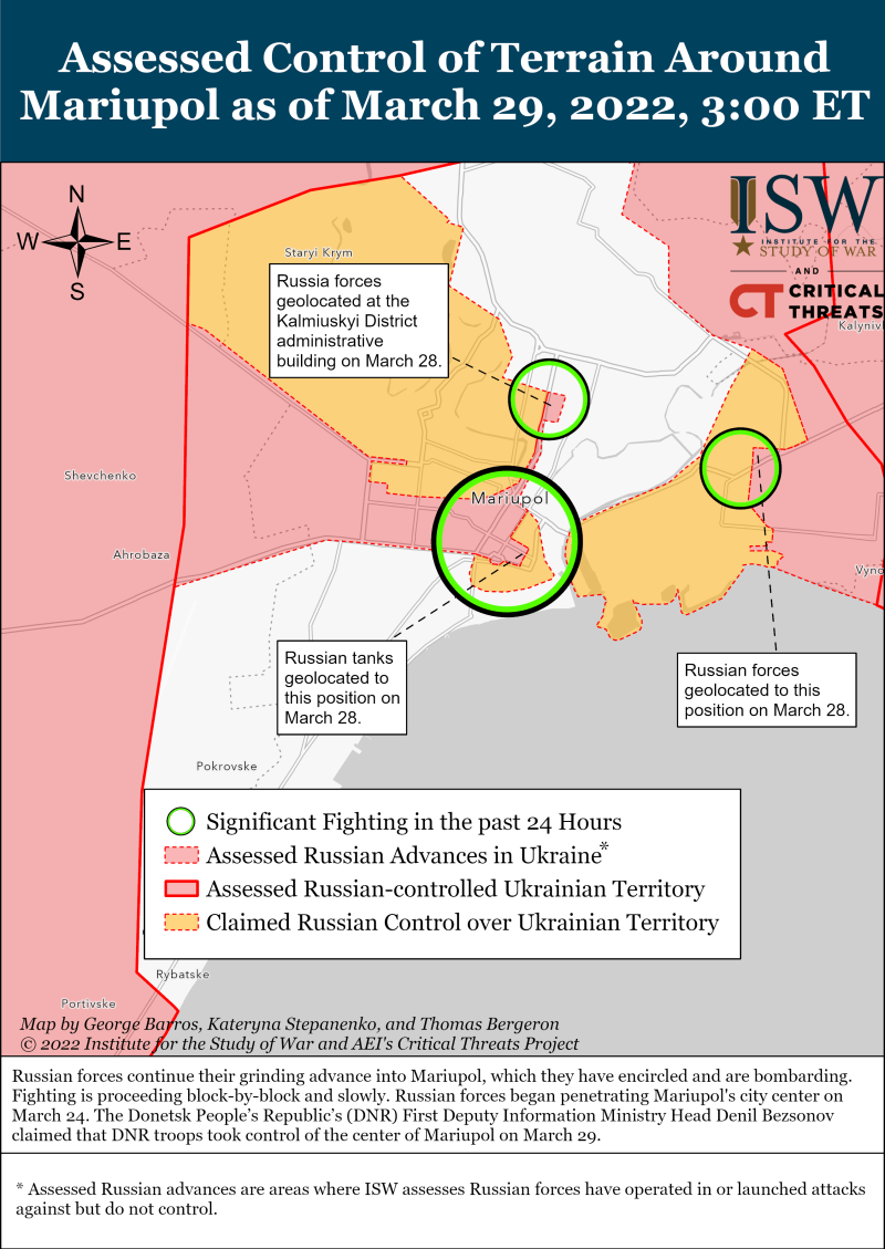 ISW: Russische troepen nemen Marioepol binnenkort in