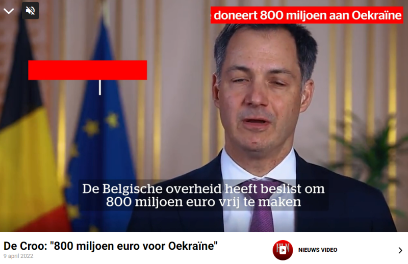 Oekraïnecrisis: 800 miljoen euro beloofd Belgisch geld is disproportioneel