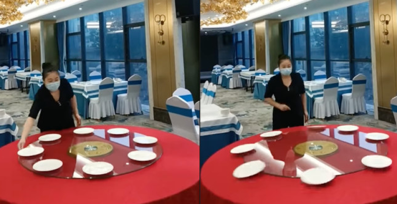 Zo snel heb je nog niemand een feesttafel zien dekken (video)