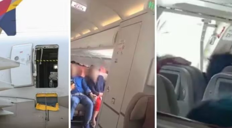 Huiveringwekkende beelden: man opent nooddeur vliegtuig tijdens vlucht (video)