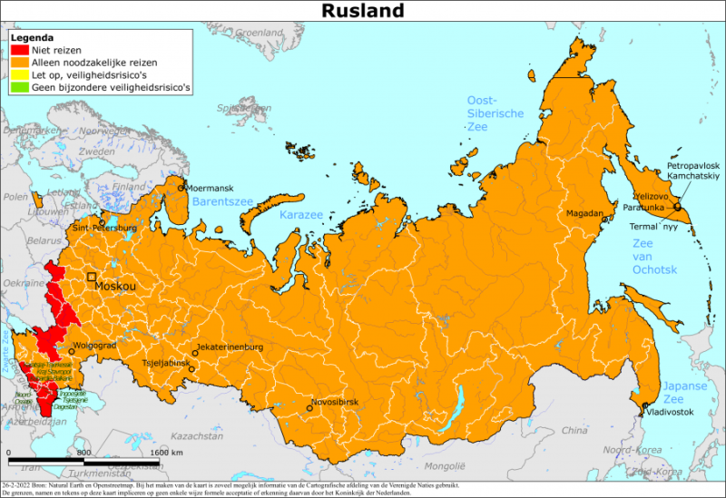 Nederland past reisadvies voor Rusland aan