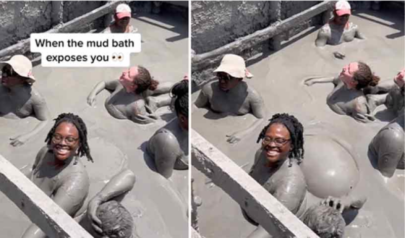 Enorme prot doet juffrouw modderfiguur slaan (video)