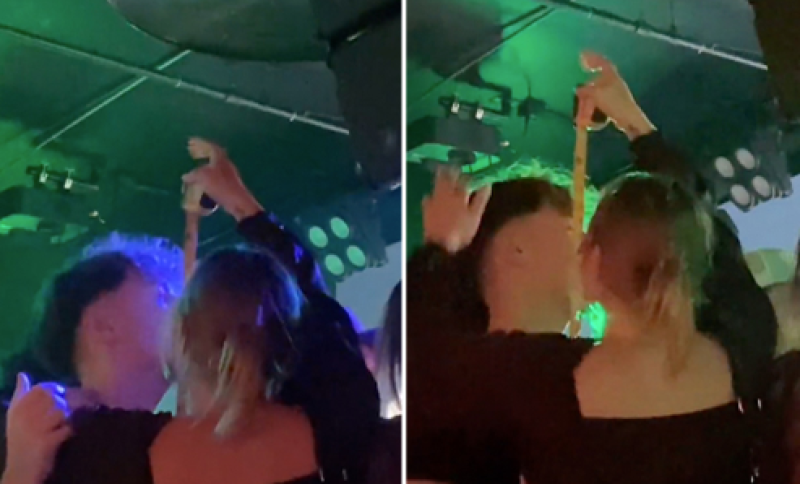 Juffrouw neemt letterlijk en figuurlijk hoogte van mannen tijdens het uitgaan (video)