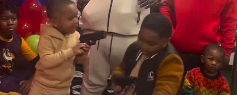 Kinderfeestje met als thema: poen, pistolen en champagne (video)