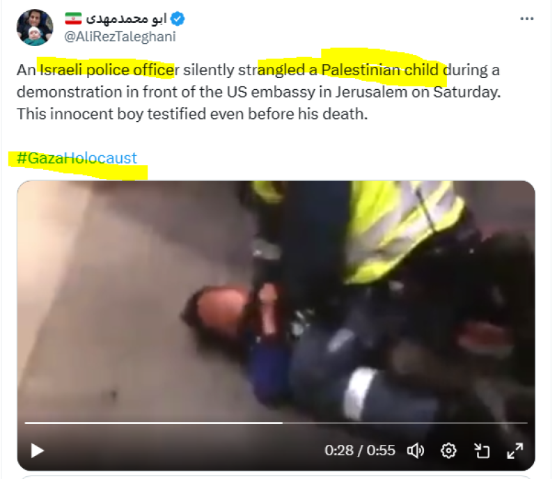 Neen, beelden tonen geen Israëlische politieagent die Palestijnse jongen wurgt