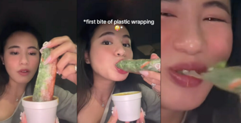 Food influencer vreet onbewust ook de plastieken verpakking op (video)